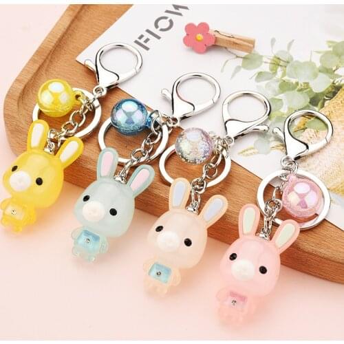 New Cartoon Acrylic Bunny Keychain Cute Rabbit Doll Key Chains Accessories Creative Car Bag Keyring Gifts