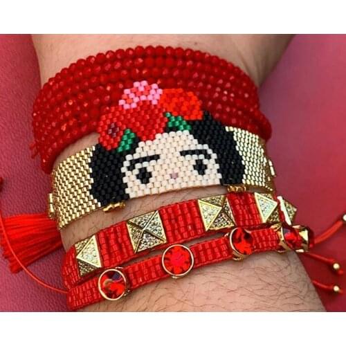 Wholesale cute glamour cartoon girl multicolor Miyuki handmade beads bracelet for women