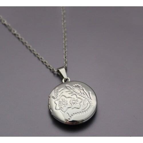 1pc Round Stars Photo Frame Pendant Necklace Golden Charms Floating Locket Necklaces Women Men Fashion Memorial Jewelry