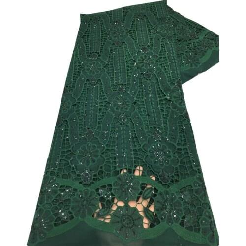 Latest Water Soluble African Guipure Cord Lace Fabric 2021 High Quality Lace With Sequins Nigerian For Wedding Sewing x19-36