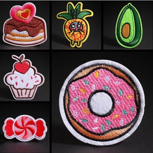 Rainbow candy cake cartoon food clothing patches Pineapple avocado Fruit Decal Boys girls Down jacket hat decoration Badge