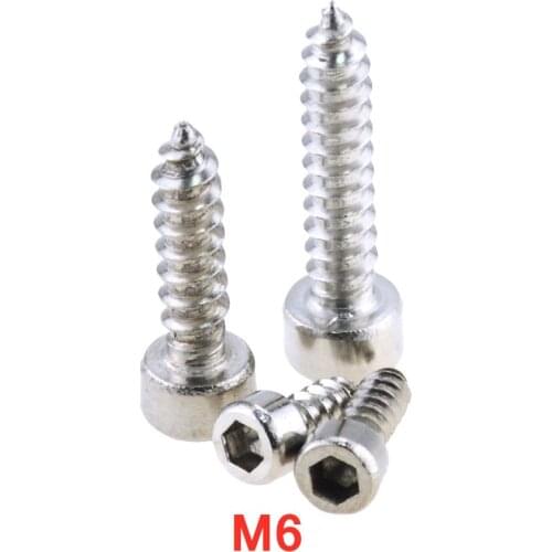 5PCS M6*16-45mm 20 25 30 35 Hexagon Hex Socket Cap Head Self Tapping Screw 304 Stainless Steel Allen Head Screw For Speaker