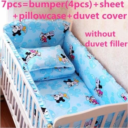 Discount! 6/7pcs Baby bedding set 100% cotton cot bed crib bedding set cartoon quilt cover,120*60/120*70cm