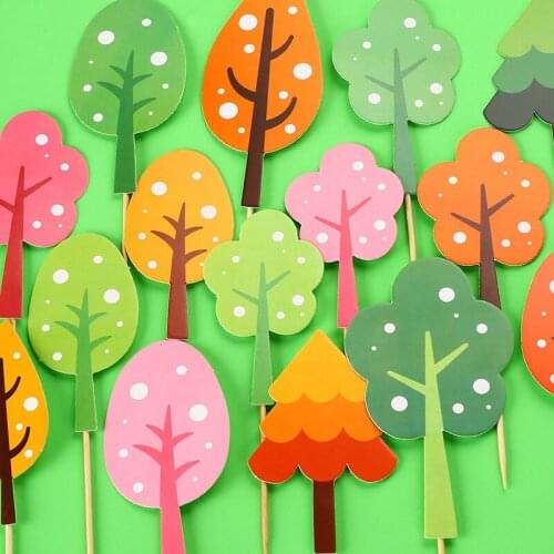 3pcs/set Colorful Tree Cake topper for baby shower happy birthday cake topper Accessories Birthday baby Boy girl Party Supplies