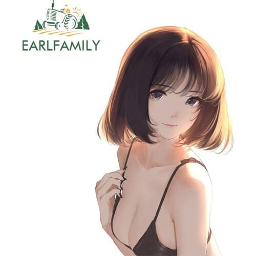 EARLFAMILY 13cm x 12cm for Short Hair Back Vinyl Car Stickers Anime Waterproof Personality Decal Snowboard Window Decoration