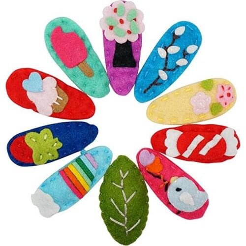 Cute Cartoon Flwoer Rainbow Felt Applique Snap Clips Hedgehog Hairpins Hair Accessories HC068