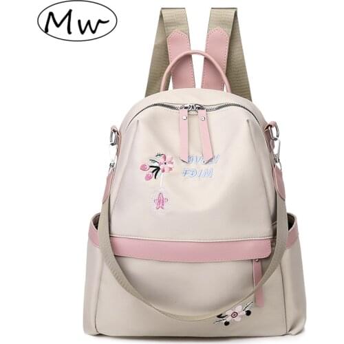Women Travel Backpack Waterproof Oxford School Bags for Teenage Girls Flower Embroidery Multifunctional Shoulde Bag MD0286