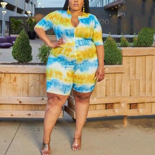 4XL 5XL Plus Size Jumpsuits and Rompers For Women Printed Causal Fashion Daily Wear Home Trendy Large Playsuits Big Size 2021