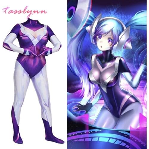 Sona Buvelle Cosplay Costume Game LOL Halloween Costumes for Women Sexy Spandex Jumpsuits Maven of The Strings Zentai Bodysuit