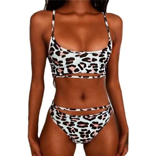 2019 Biquinis Maillot De Bain Femme Bathing Women Sexy Leopard Print Push up Padded Swimsuit Low waist Thong Swim Wear Bikinis
