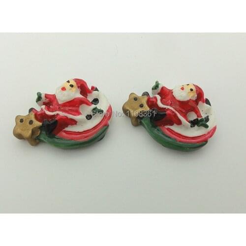 1pcs/lot resin flat back go slading Christmas father 24mm Cabochons Hair Bow Center DIY Christmas decration C111-9