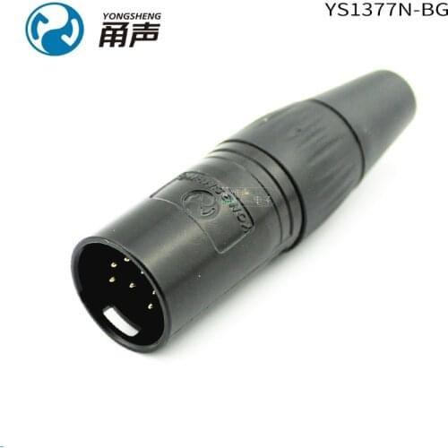 1Pcs Yongsheng YS1377N/1367N-BG dazzling black gold-plated male plug seven-pin balanced XLR 7-pin connector audio accessories