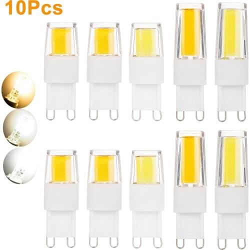 10Pcs Mini G9 LED Light COB Bulbs Silicone + Ceramics Crystal Chandelier Lamp 4W 6W 110V 220V Replace Halogen Lamp Energy Saving