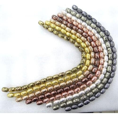 12*17mm Natural Stone electroplating Lava Bead Volcanic Rock Loose for diy Jewelry Making Bracelet Accessories24pcs