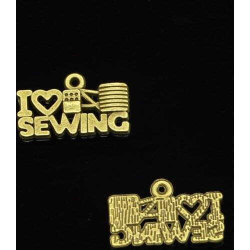 23pcs Antique bronze I love sewing Charms Pendants for Jewelry Making DIY Handmade Craft 20*12mm