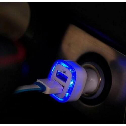 Mini USB 2 Port Car Charger Adapter 2.1A With Light Display Universal Dual USB Phone Car Charger