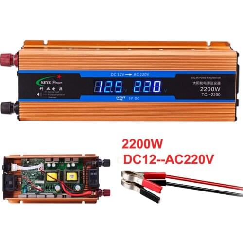 Car inverter 2200W Automobiles Power inverter DC 12V AC 220V Car Charger Converter 12 Volts to 220 Volts USB 5V 1A 50Hz Updated