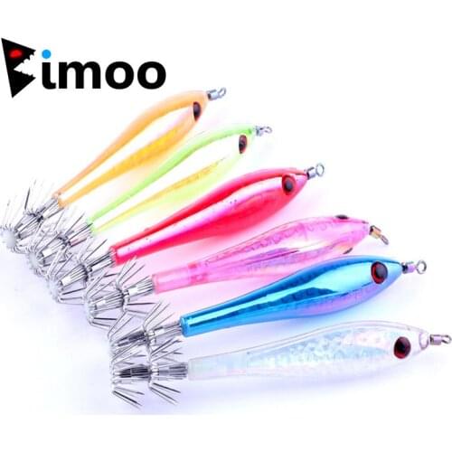 Bimoo 5PCS 9.5cm 6g Strong 2 Stages Squid Jig Hook Squid Bait Jigs Green Bule Orange Pink White