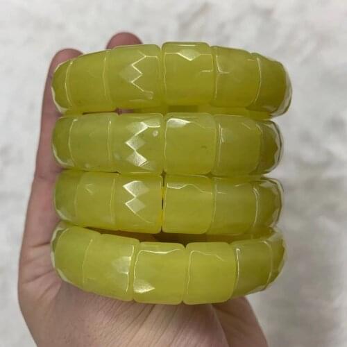 Natural lemon jades beads bracelet natural gem stone jewelry bangle for woman for gift wholesale