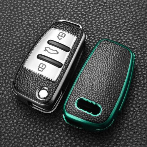 TPU+Leather Key Case for Audi A1 A3 A4 A5 A6 A7 A8 Quattro Q3 Q5 Q7 R8 Allroad C5 C6 Tt S3 S5 S6 S4 Rs5 Accessories Key Chains