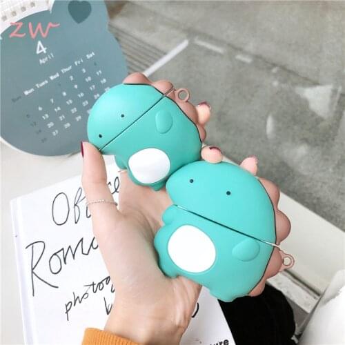 3d wireless bluetooth headset case for airpods pro silicone cartoon dinosaur earpods cover for airpods 1 2 3 cases hook keyring