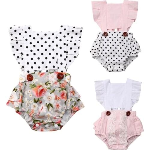 Newborn Baby Girl Princess Romper Summer Clothes Sunsuit Toddler Kids Girls Sleeveless Dot Rompers Jumpsuit Outfit Playsuit