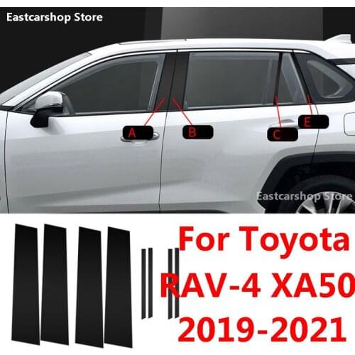 For Toyota RAV4 RAV-4 XA50 2019 2020 2021 Car Door Window Central Middle Column B C Strip PC Sticker Cover Accessories