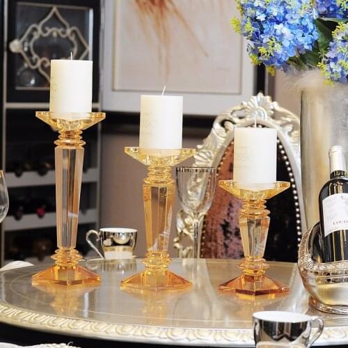 Europe Crystal Candle Holders Glass Gold Centros De Mesa Para Boda Home Decor Wedding Centerpieces For Tables
