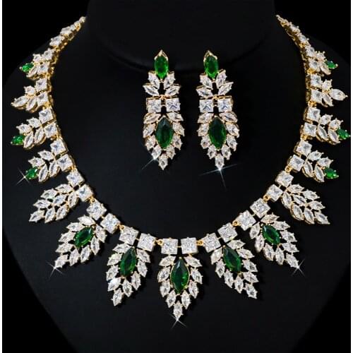 HIBRIDE Gorgeous Water Drop Necklace Earring Set AAA Cubic Zircon Wedding Jewelry Sets For Lover Brides Popular Jewelry N-761