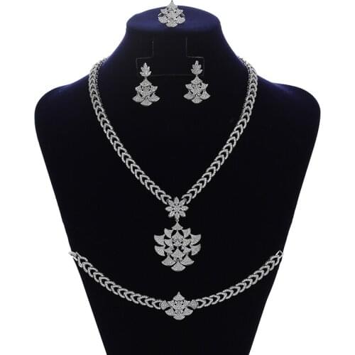 Jewelry Set HADIYANA Elegance Zircon Charm Fashion Luxury Wedding Necklace Earrings Ring And Bracelet 4pcs sets CNY133 Bisuteria