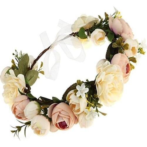 2021 European and American New Style Boho Wreath Headdress Wedding Photo Shoot Bridal Headdress Hair Accessories Flower Crown