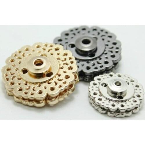 15-25mm Plating Zinc Alloy Sunflower Round Snap Button Flatback Overcoat Buttons 50pcs/lot