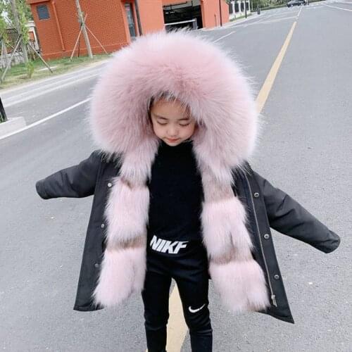 For 3 4 6 8 10 12 14 New Winter Coat Thicken Fur Collar Parka Children Casual Warm Outerwear Baby Girl Winter Hooded Jacket Coat