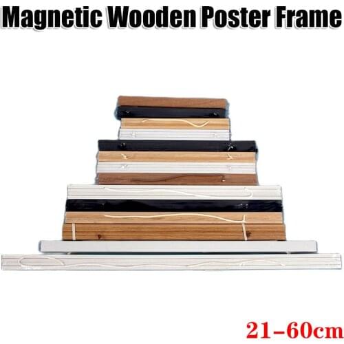 21-60cm New Magnetic Wooden Frame Poster Hanger Photo Frame Prints White Wood Wall Hanging Wall Art A3 A4 Size Home Room Decor