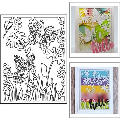 2021 New Rectangle Background Metal Cutting Dies For DIY Craft Making Lawn Butterfly Greeting Card Scrapbooking No Clear Stamps