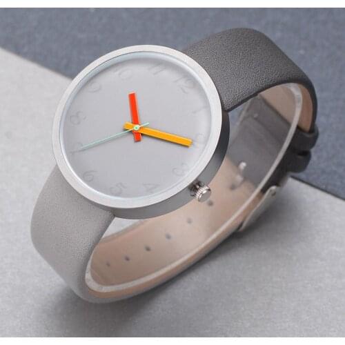 Fashion Colorful Round Dial Dark Scale Faux Leather Strap Quartz Wrist Watch