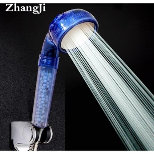 ZhangJi 3 Modes Adjustable Round Shower Head High Pressure Anion Filter SPA Shower Water Saving Handhold ShowerHead ABS Plastic