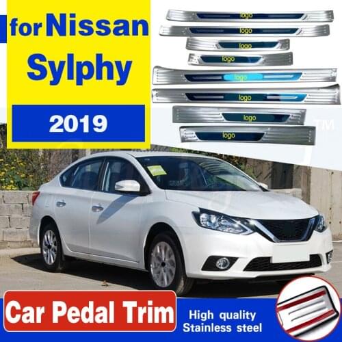 Stainless steel car Scuff Plate internal external/Door Sill Protector Sill car styling for Nissan Sylphy 2019 8PCS