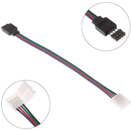 RGB Colorful LED Strip Light Controller Cable 4P Male Pin To 10mm5050 Solderless Clip 1Pcs