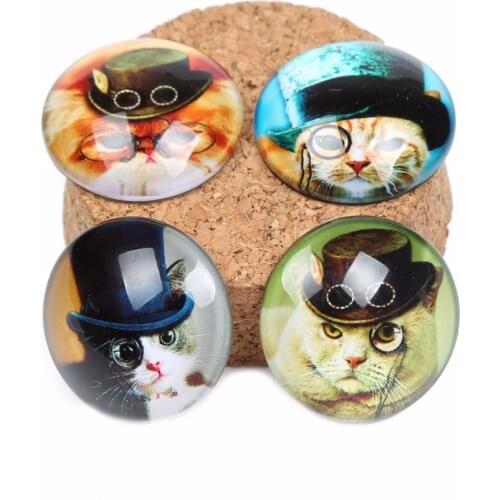 Onwear mix steampunk cat photo circle round glass cabochon 25mm 20mm 12mm 30mm flat back handmade dome jewelry findings