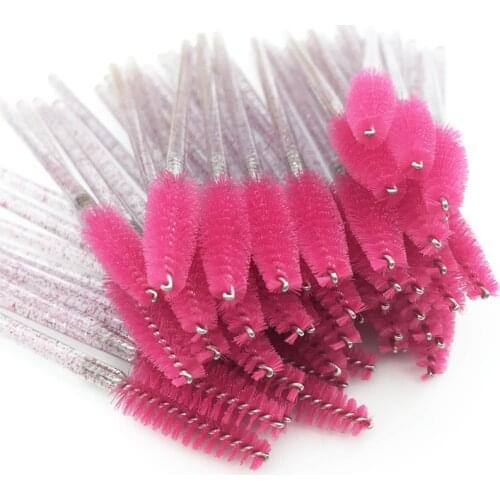 50PCS Disposable Crystal Eyelash Brush Mascara Wands Applicator Grafting Eyelash Curling Comb Beauty Makeup Tool Eye Lash Brush