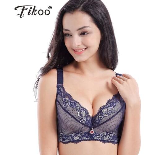 Fikoo Sexy Women A B Cup Push up Bras with Padded Underwire Lace Plus Size Bra Brassieres Lingerie 40A 40B 42B #Z024