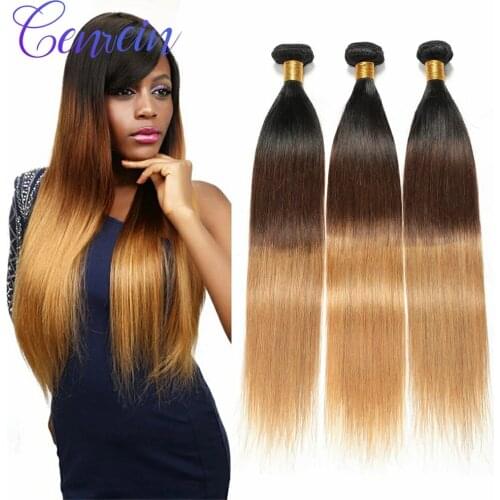 Wonder Beauty 3 / 4 Bundles Blonde Brazilian Straight Hair Bundles Ombre Human Hair Bundles 1b 4 27 Brazilian Hair Weave Bundles