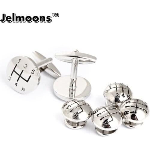 Silver Mens Tuxedo Shirt studs Car Gear Buttons And Studs Sets