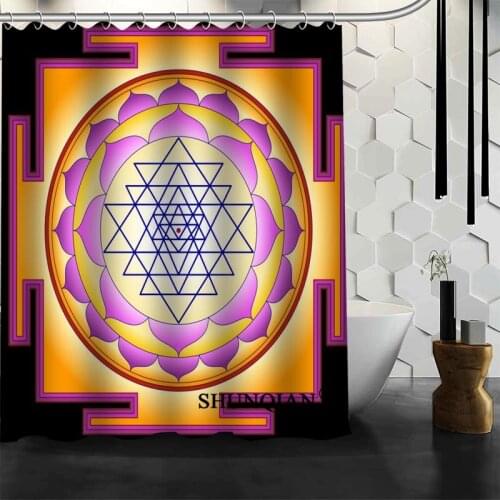 ShunQian Sri Yantra Shower Curtain Funny Curtain For Bathroom Waterproof Polyester Fabric Eco-Friendly 2020 Bath Curtain Gift