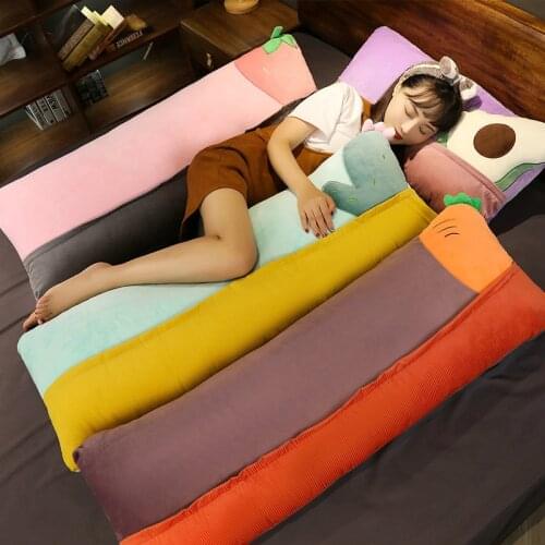 Cute Fruits Plush Long Pillow Soft Sofa Cushion Stuffed Toys Strawberry Cactus Bedroom Sleeping Gifts Baby Girl Griend