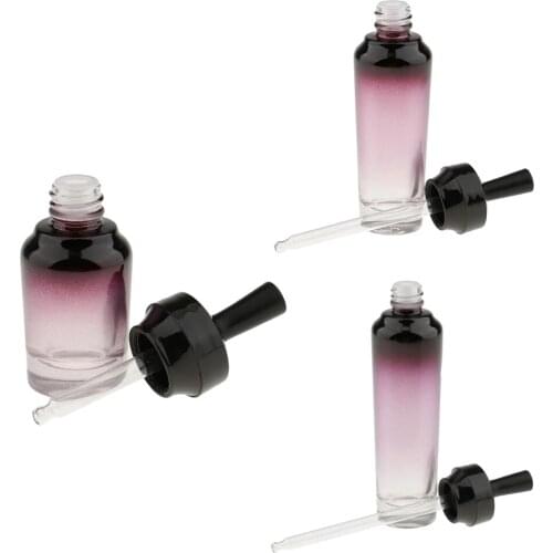 3pcs Glass Dropper Bottles Empty Refillable Glass Pipette Vials for Essential Oils Aromatherapy Makeup Travel Perfume 20/30/50m