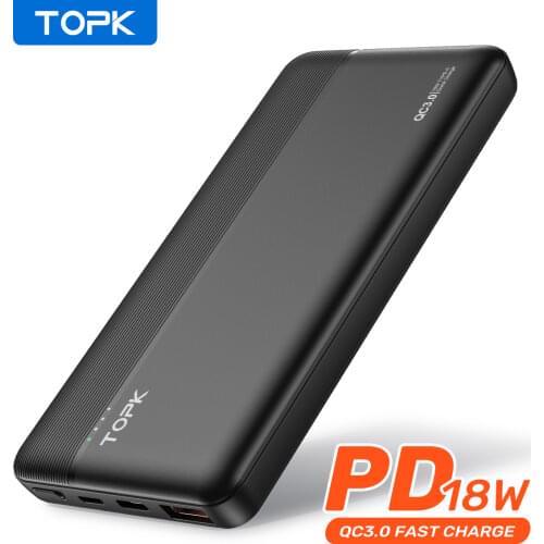 TOPK I1015P Quick Charge 3.0 10000mAh Power Bank USB Type C PD PowerBank Portable External Battery Charger for iPhone Xiaomi