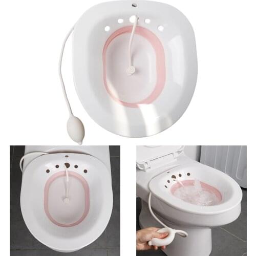 Toilet Sitz Bath Hemorrhoids Relief Soaking Basin with Flusher for Pregnancy Women, Postpartum Care