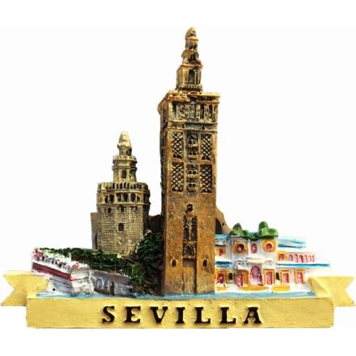 BABELEMI 3D Seville Cathedral Spain Travel Tourist Souvenirs La Giralda Refrigerator Magnets Fridge Magnet Home Decor